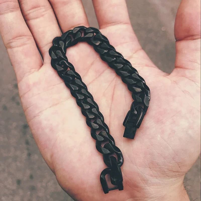 Bracciale nero accessori da uomo bracciale Hip Hop cubano catena moda acciaio inossidabile catena da uomo regalo gioielli braccialetto Vintage