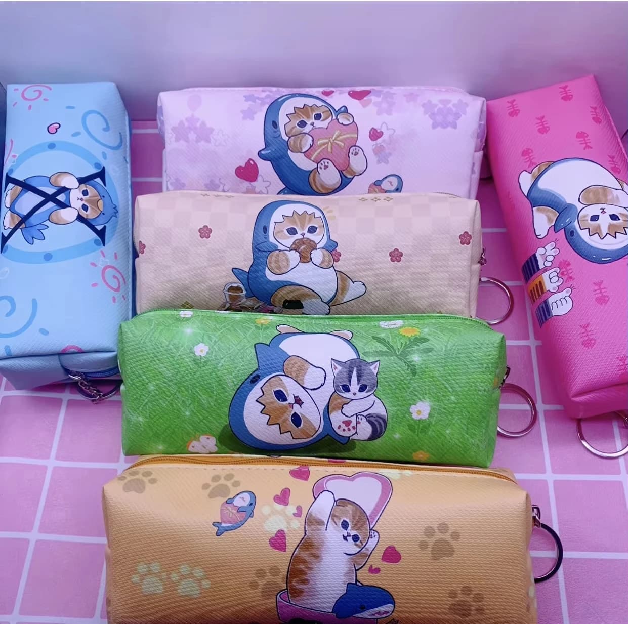 Mofusand Shark Cat pencil bag Large capacity elementary school stationery pencil bag Shark cat pencil bag