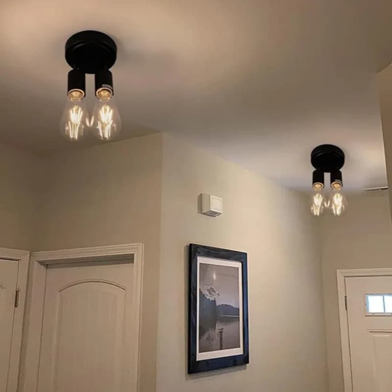 Plafoniera industriale moderna e minimalista, faro a specchio, camera da letto, soggiorno, tavolo, bagno, lavandino