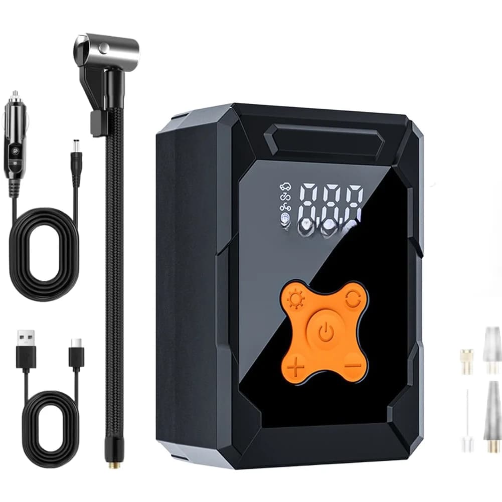 Compressore d'aria digitale wireless portatile per gonfiatore di pneumatici per auto con luce LED USB e corpo leggero e compatto