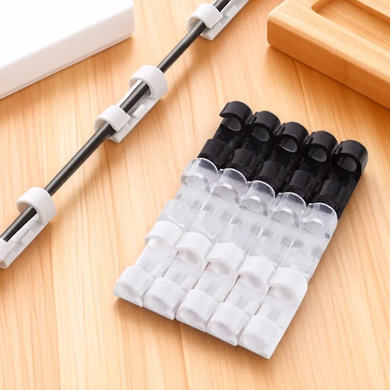 Self-Adhesive Cable Clips Cord Organizers Desk Cable Tie Holders Line Management Fixers for Home Office Gadget Accessories