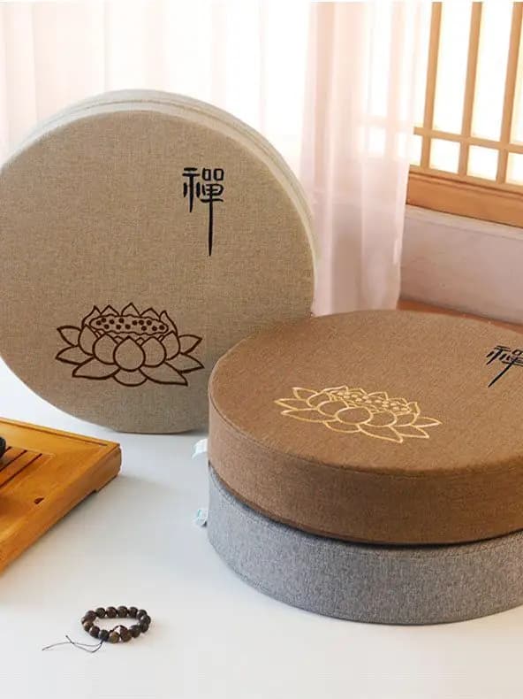 High-End Embroidered Zafu Meditation Cushion Lotus Zen Word Detachable Washable Cloth Art Pad Buddha Hall Kneeling Pad
