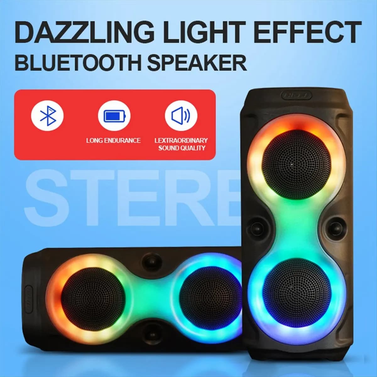AABFK Wireless Bluetooth Speaker for Low Portable Subwoofer Colored Outdoor for High Volume Home Desktop for Family Karaoke