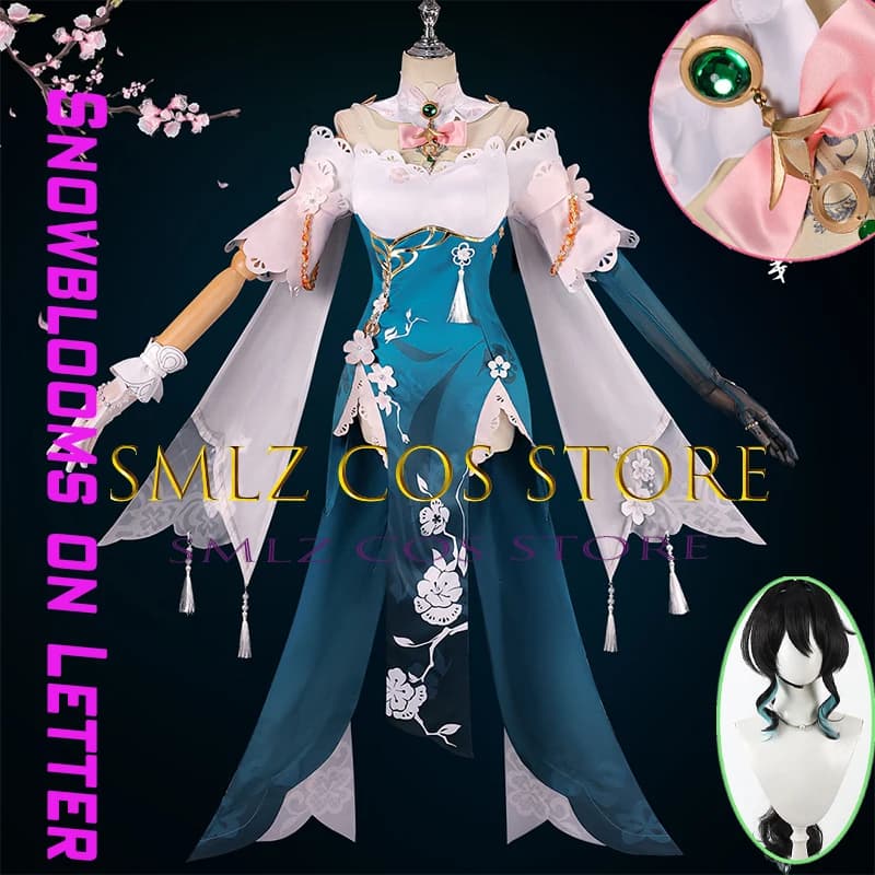Costume Cosplay Ruan Mei di Honkai: Star Rail, Abito da Donna Ruan Mei con Accessori e Parrucca, Set per Feste e Giochi