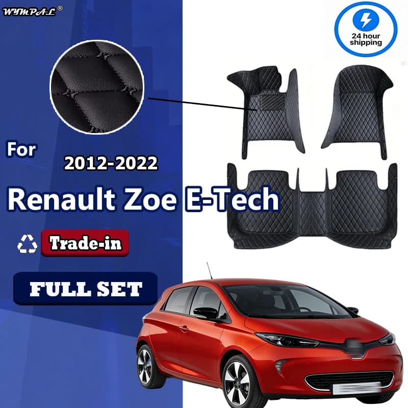 Luxury Leather Car Floor Mats For Renault Zoe E-Tech Electric 2012~2022 5seat Anti-dirt Car Carpet Floor Mat Car Accessories