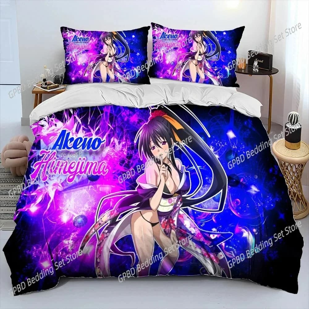 Sexy Girl High School DxD Anime Set biancheria da letto Copripiumino Set letto Copripiumino Federa Trapunte King Queen Size Ragazzi Adulti