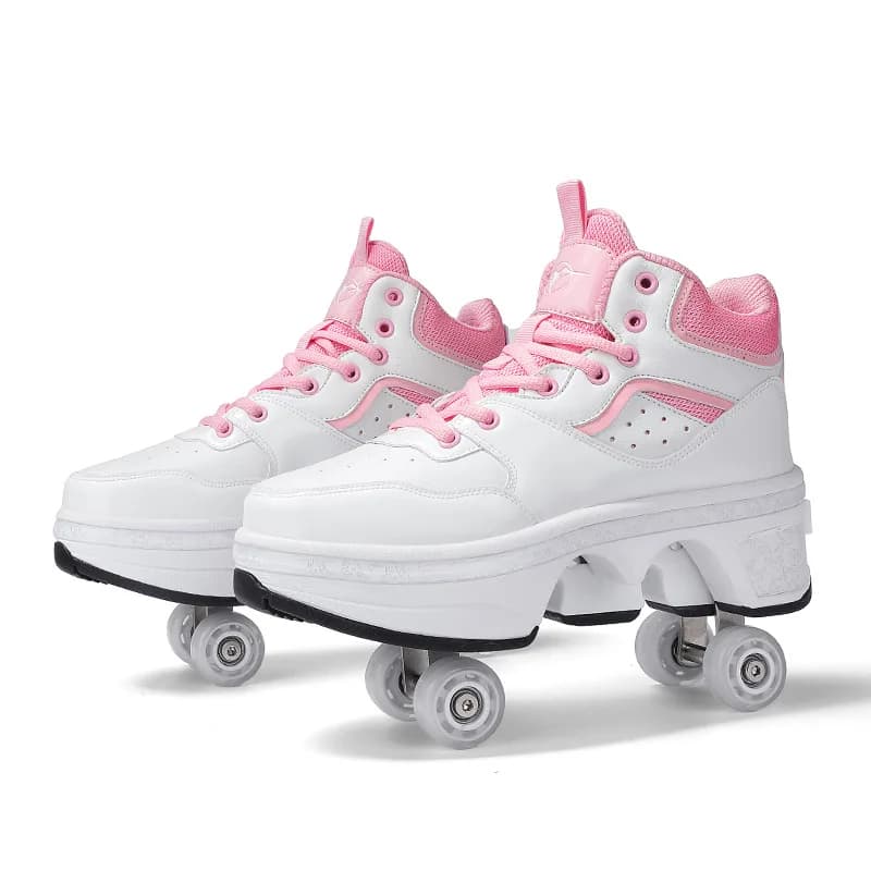 Pattini a rotelle pop-up per ragazzi e ragazze, 4 ruote, modello alto, doppio uso, sneakers, ottimo regalo di Natale per giovani adolescenti