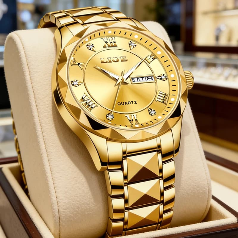 LIGE 2026 Luxury Men's Watch, Casual Sports, Waterproof, Quartz, With Luminous Steel Strap, Men's Gift