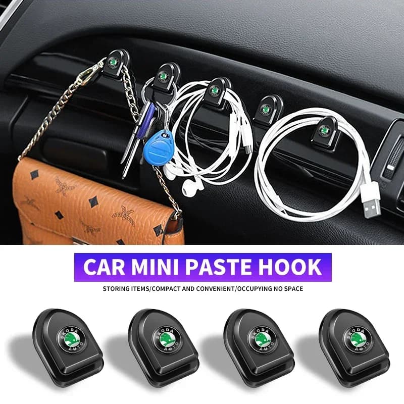 4 pcs Car Seat Poster Hidden Multifunctional Mini Hook for skoda octavia a5 a4 fabia superb rapid mk3 yeti Kodiaq Accessories
