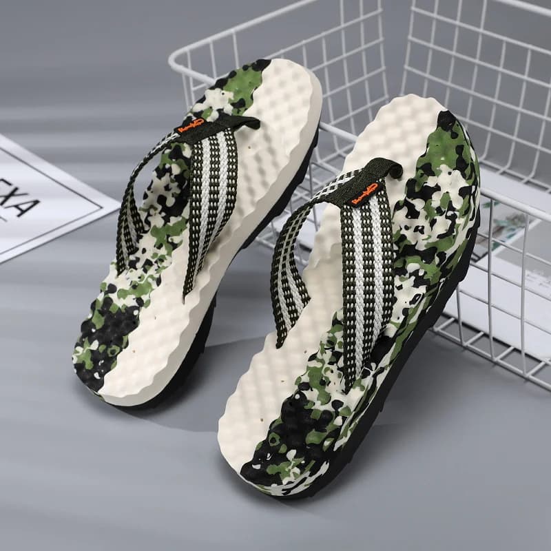Men's Massage Slippers Foot Acupressure Shoes Flip Flops Summer Breathable Beach Shoes Outdoor Walking Drainable Sandals Indoor