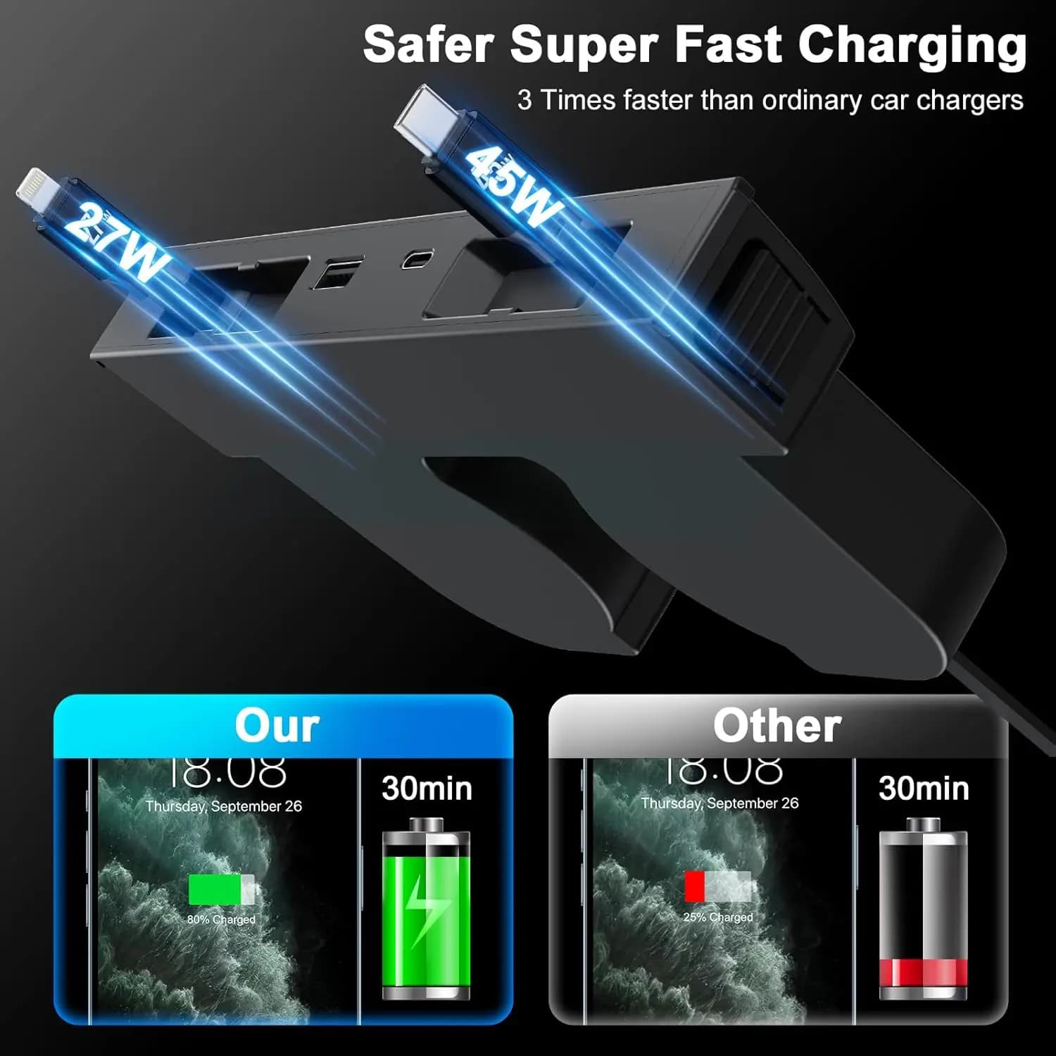 For Tesla Model 3 Y Highland Juniper 2025 45W Quick Charger Expansion Dock Hidden USB Shunt Hub Intelligent Docking Station