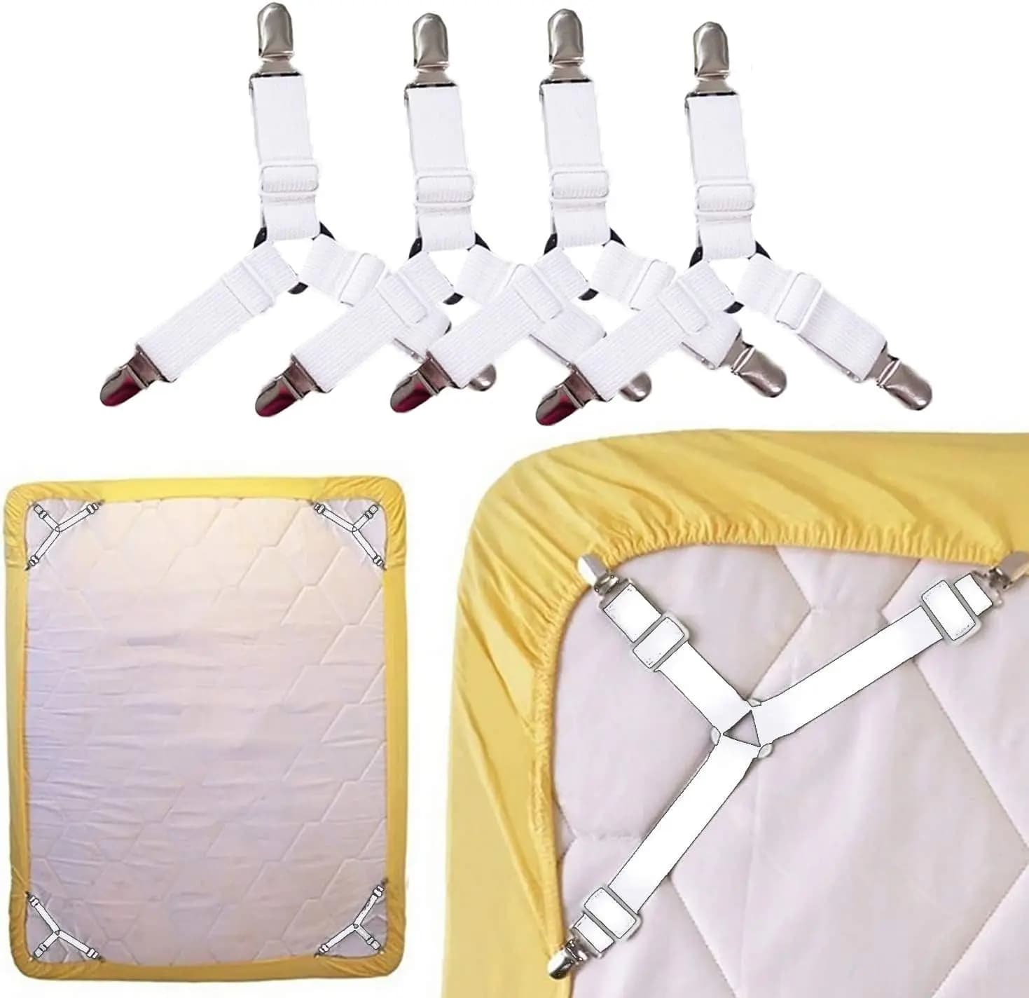Fermagli Regolabili Elastici per Lenzuola 2026, Cinghie Antiscivolo per Materasso, Ideali per Casa, Camera da Letto, Hotel, Dormitorio