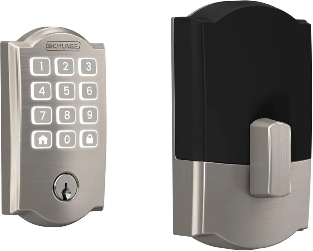 Spedizione negli Stati Uniti Smart WiFi Catenaccio Serratura per porta d'ingresso senza chiave Camelot Trim Nichel satinato Compatibile con Alexa Google Assistant