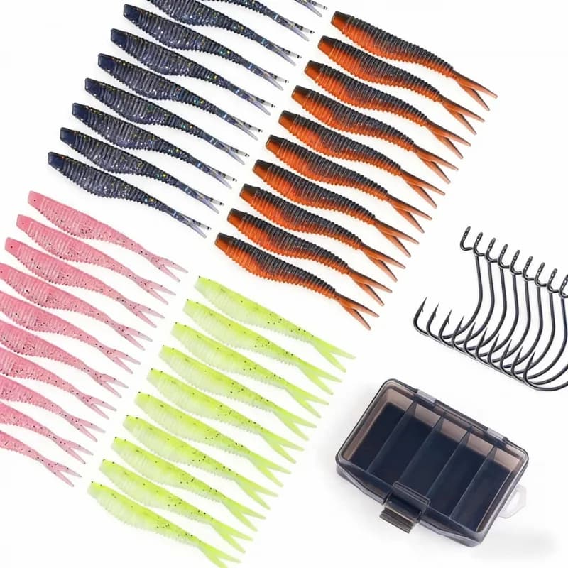 Set of Micro Object Esches for Lanci Lunghi with Anti-Apripesce Threaded Mulinello, Artificial Esca with Morbida Coda, Esca Finta con Testa in Piombo, Speciale per Pesca al Mandarino
