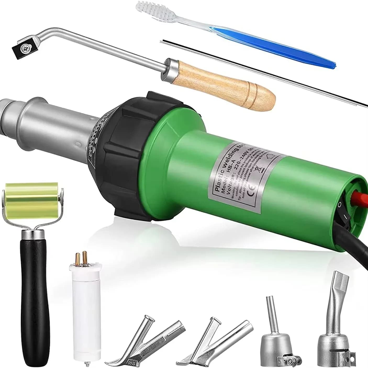 Pistola Termica ad Aria Calda 1600W per Saldatura Plastica 40 ° C-600 ° Regolatore di Temperatura per Termoretrazione di Paraurti in PP PVC