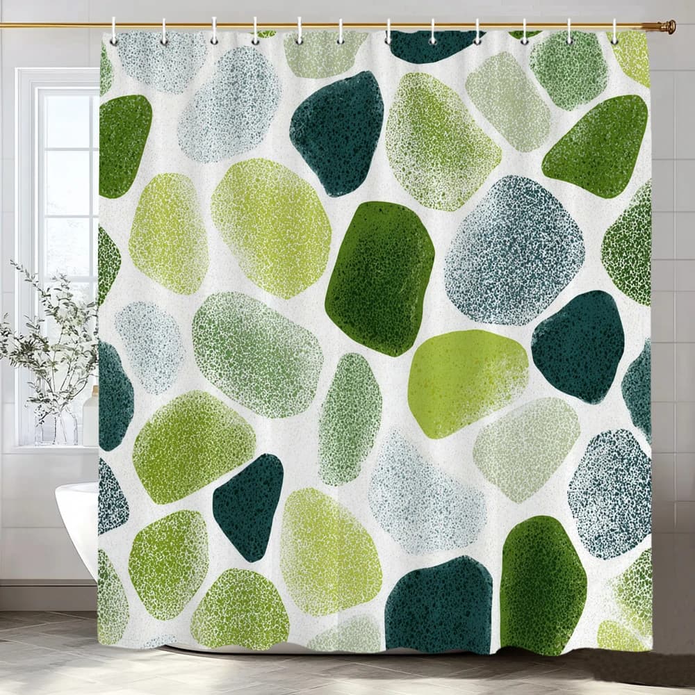 Tenda da doccia moderna con mosaico, decorazione impermeabile per il bagno, regalo unico, design elegante, tenda decorativa elegante per la casa con ganci