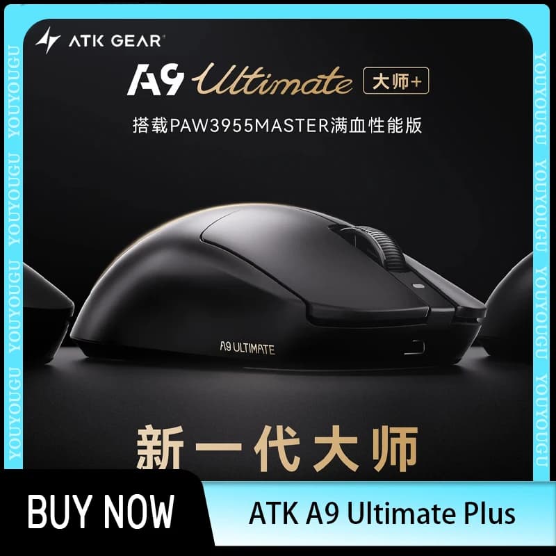 Mouse da gioco ATK Dragonfly A9 Ultimate Plus 8K A9 Air Ultimate Plus con sensore PAW3955Master/Paw3950Ultra, accessori per giocatori FPS