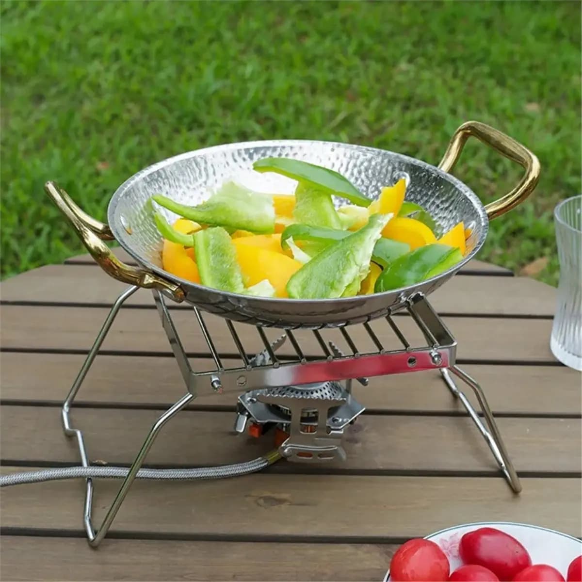 newA10R Propane Camping Stove - Portable Outdoor Grill Stand with Foldable Shelf