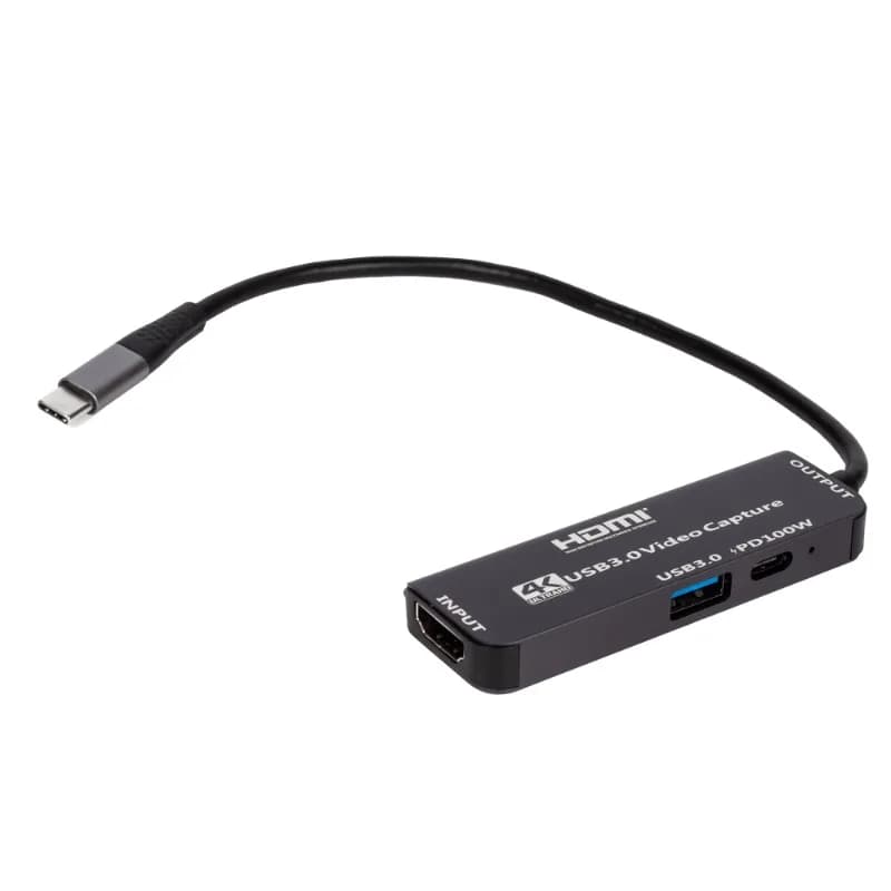 PD100W Type-C to Type-C Video Capture Card USB3.0 5Gbps Transmission 4K@30Hz Video Grabber Aluminum Alloy for OBS PS5 DSLR Live