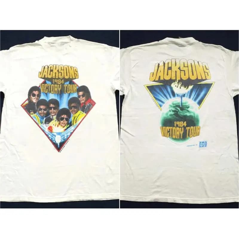 T-shirt vintage del tour della vittoria dei Jacksons del 1984