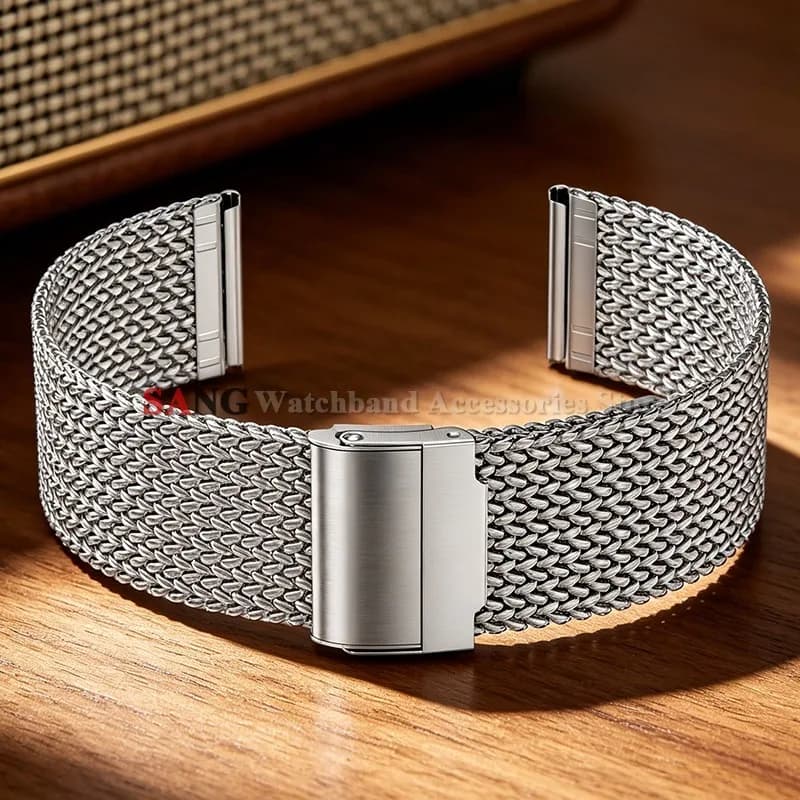 16/18/20mm Fold Buckle Milanese Mesh Waterproof Wristbelt Stainless Steel Watch Band Strap Women Men Bracelet Business Wristbelt