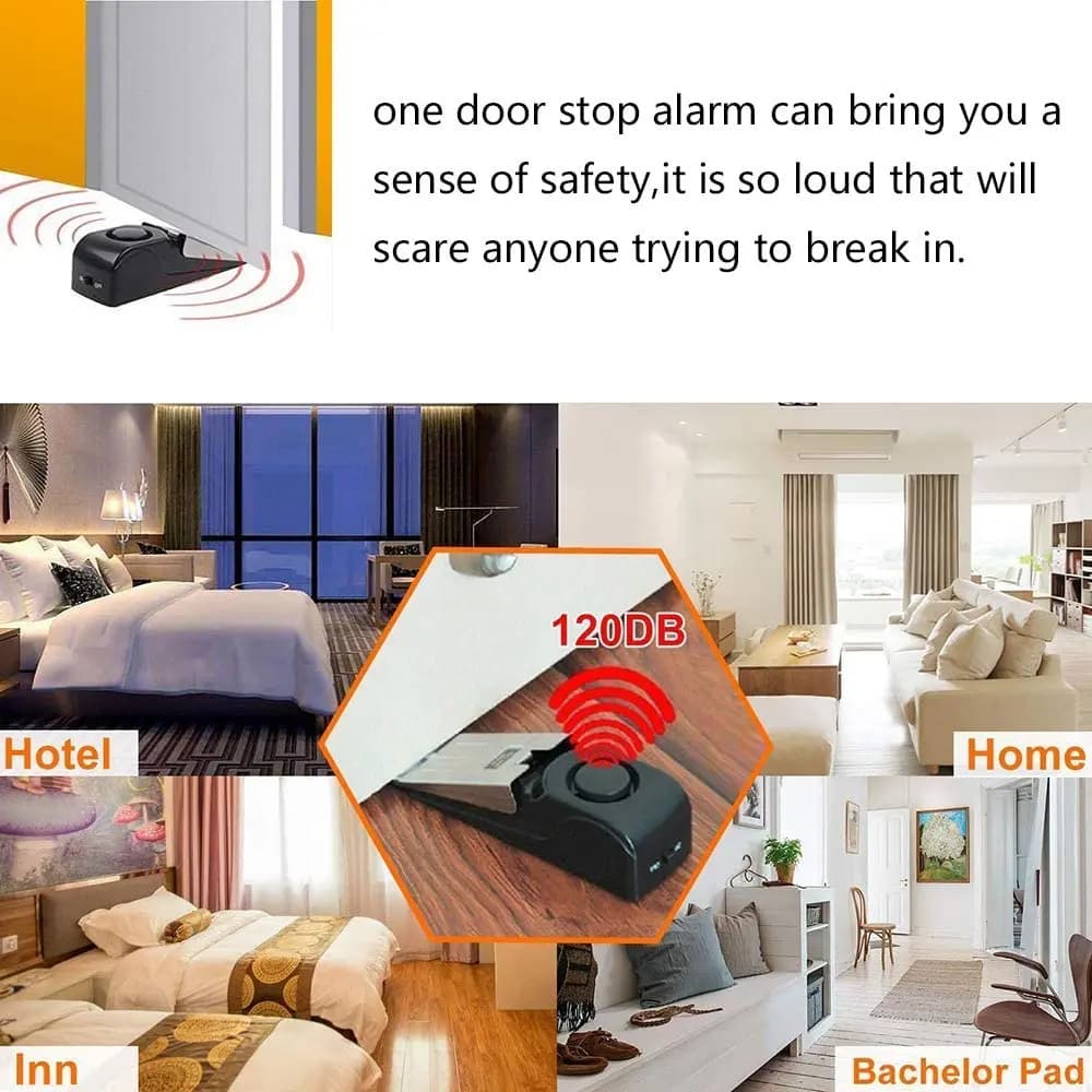 120 db Wireless Fermaporta Fermaporta Blocco allarme Sistema di blocco Antifurto Sistema di arresto antifurto Sicurezza domestica a forma di cuneo
