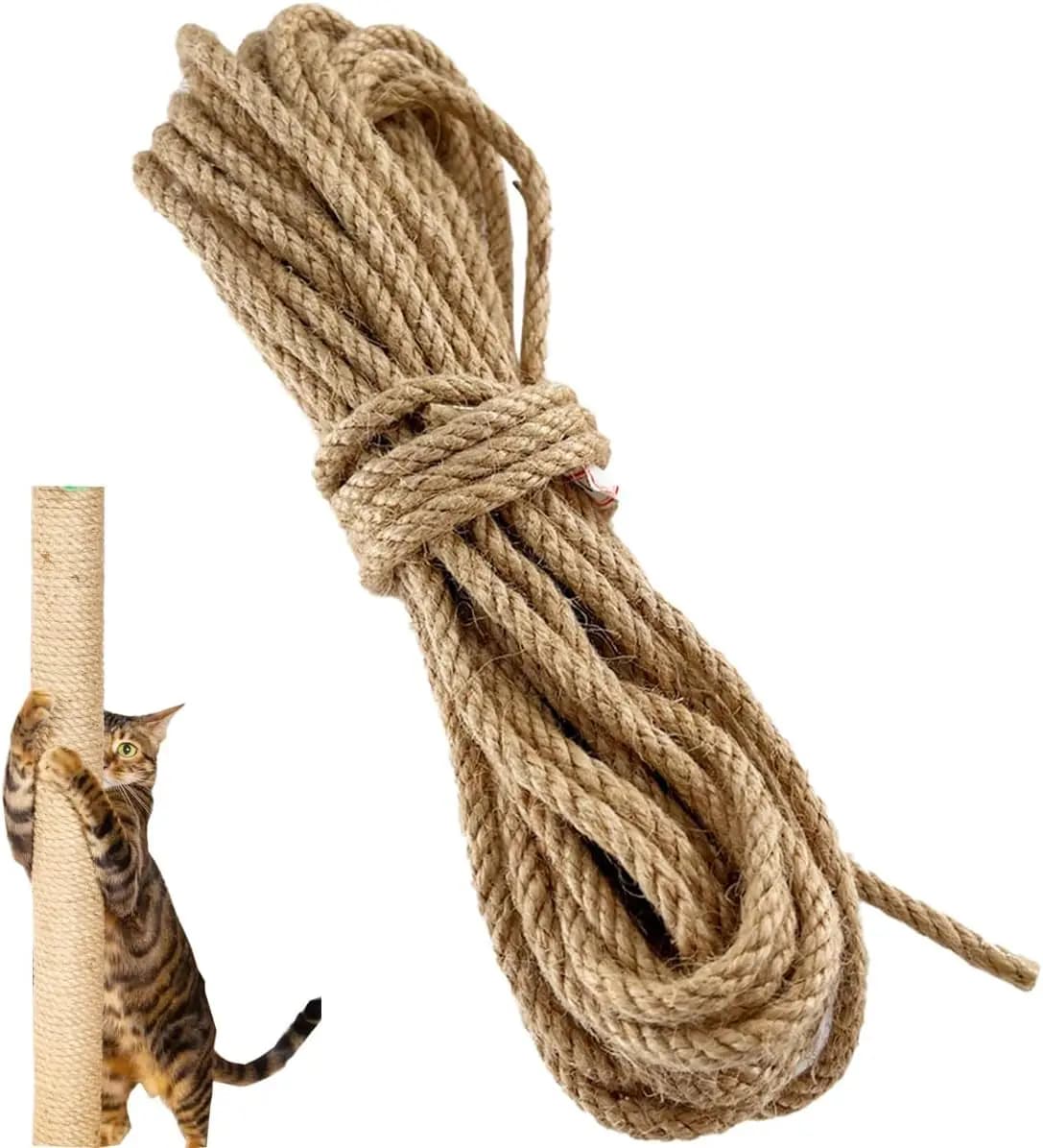 4mm 6mm 10m 30m 50m Corda di sisal naturale per la riparazione dell'albero del gatto Tiragraffi per gatti in sisal fai da te Proteggi i mobili