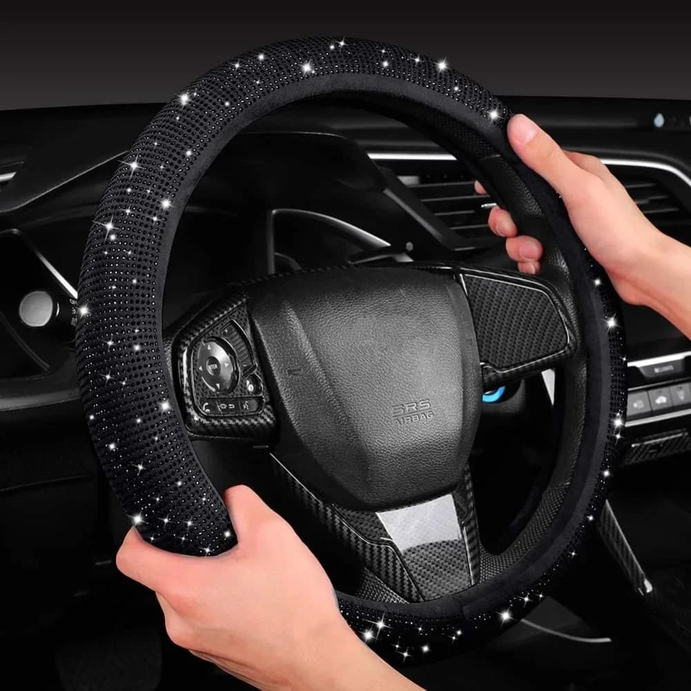 Women's Black Velvet bling Cover with Black Diamonds, 15 Inch Standard Glitter Rhinestone