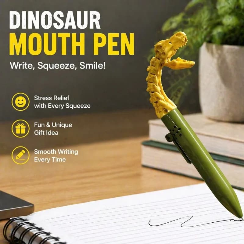 Penna a Sfera Creativa a Forma di Dinosauro con Giocattolo Antistress, Penna Realistica a Forma di Scheletro per Bambini, Ufficio, Scuola, Museo