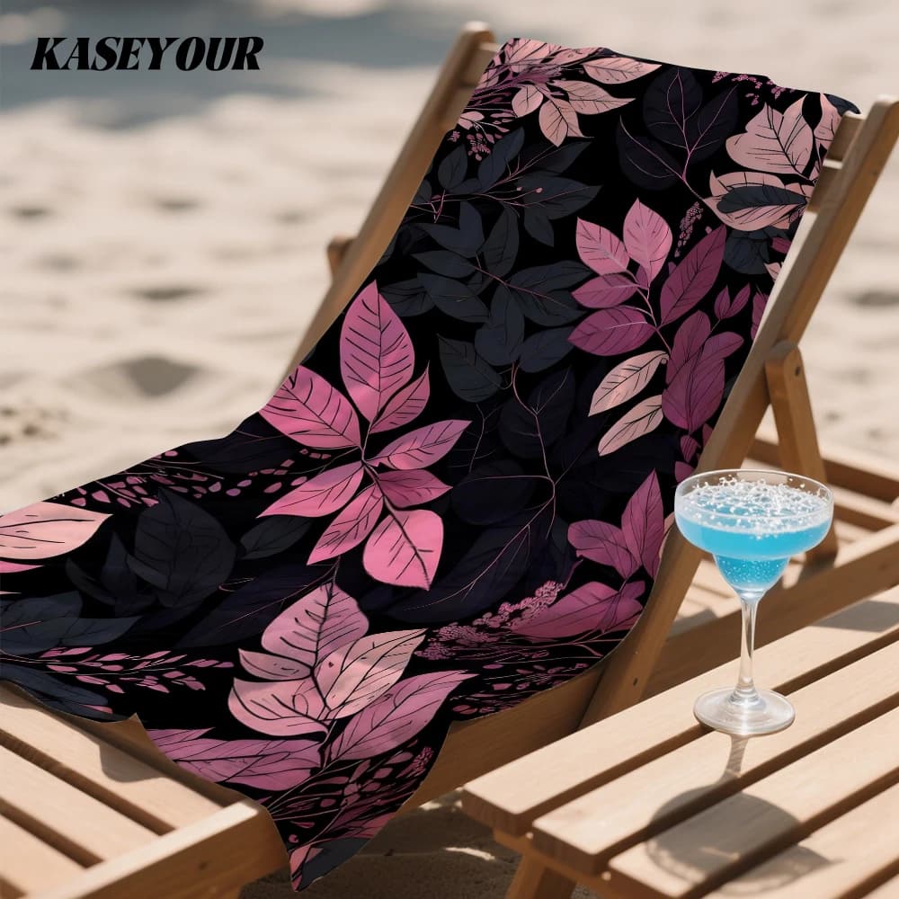 Pink Foliage Oversized Microfiber Beach Towel Sand Proof Quick Dry, Absorbent for Swimming Pool Travel Camping