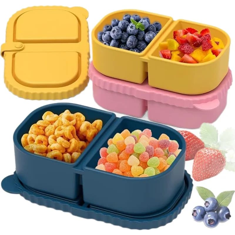 Contenitore per il pranzo in silicone da 240 ml con scomparti, chiusura ermetica, portatile, tipo bento box, per scuola, ufficio, picnic all'aperto e preparazione dei pasti.