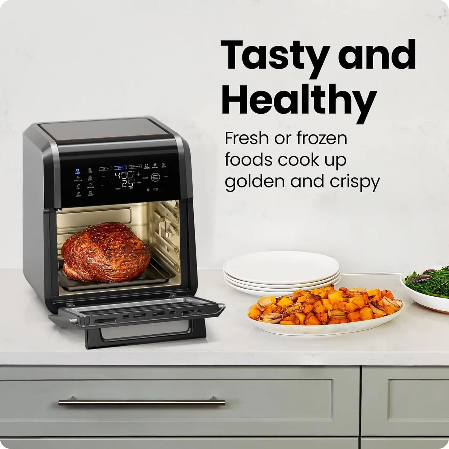 Forno friggitrice ad aria 6 in 1 da 12 litri con timer digitale, touchscreen e 12 preimpostazioni - Forno a convezione da banco di dimensioni familiari, vendita calda