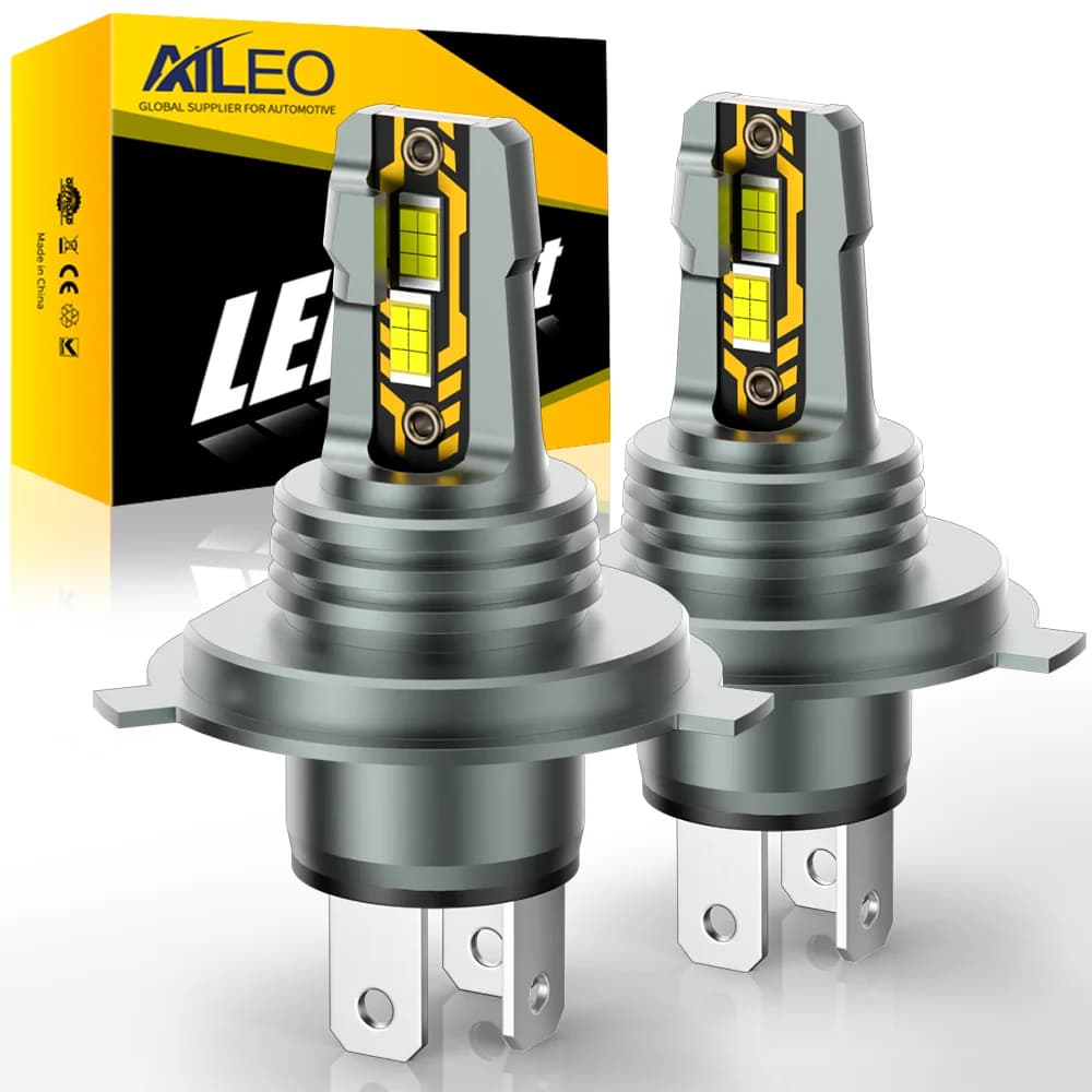 AILEO 2 pezzi H4 200W 22000LM luci a LED 6500K lampadina per fari fascio Hi/Lo design mini formato wireless per lampada per auto CSP 5570 chip bianco