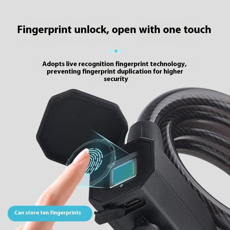 Lucchetto elettronico per bicicletta Blocco password antifurto, Catena per mountain bike, Blocco impronta digitale Bluetooth