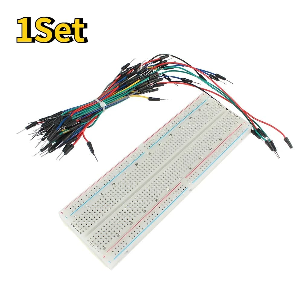 Kit Prototipo Breadboard MB102 da 830 Punti con 65 Cavi Jumper Dupont per Progetti Elettronici Fai-da-te Arduino, 1 Set