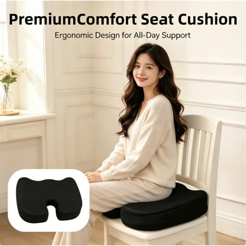 Cuscino Ergonomico in Memory Foam per Sedia da Ufficio e Studenti, Allevia la Pressione delle Emorroidi e il Dolore al Coccige