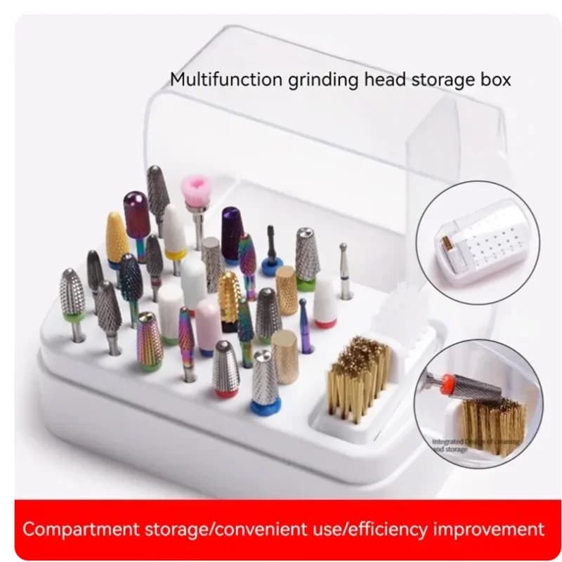 Organizer for 30 holes enamel heads Portable acrylic Organizer for dust cleaning Professional essential elements for nail artists