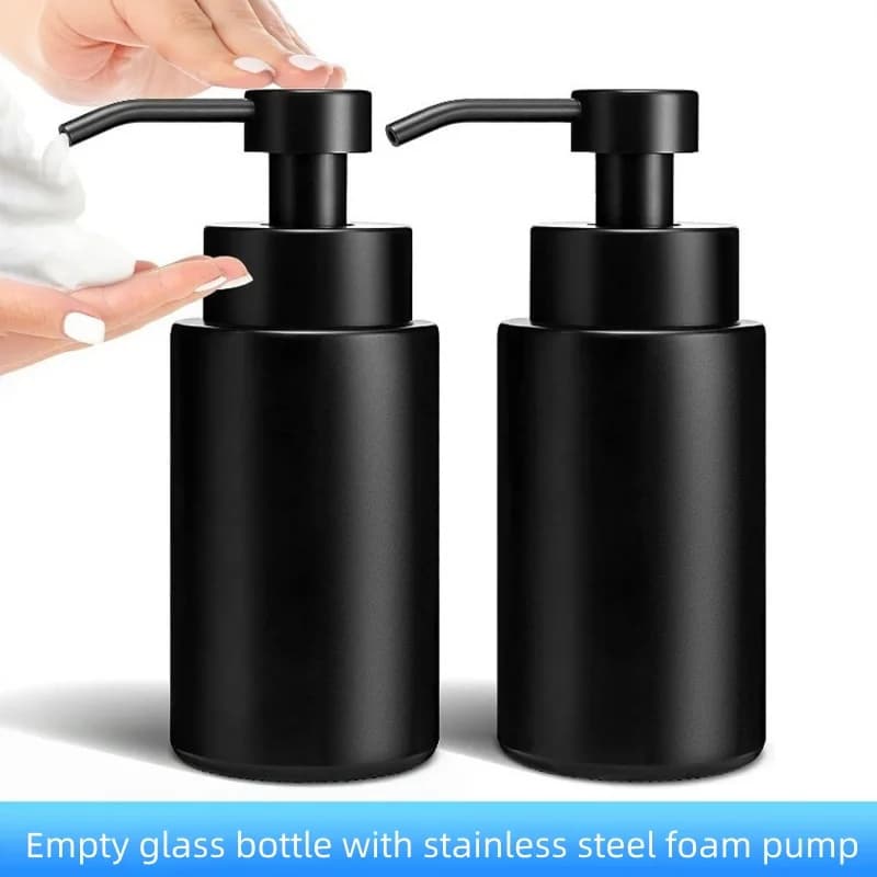 2/4pcs 300ml Empty Glass Foam Mousse Bottle Hand Sanitizer/Shampoo/Soap Dispenser Multi-purpose Bottle With Stainless Steel Pump