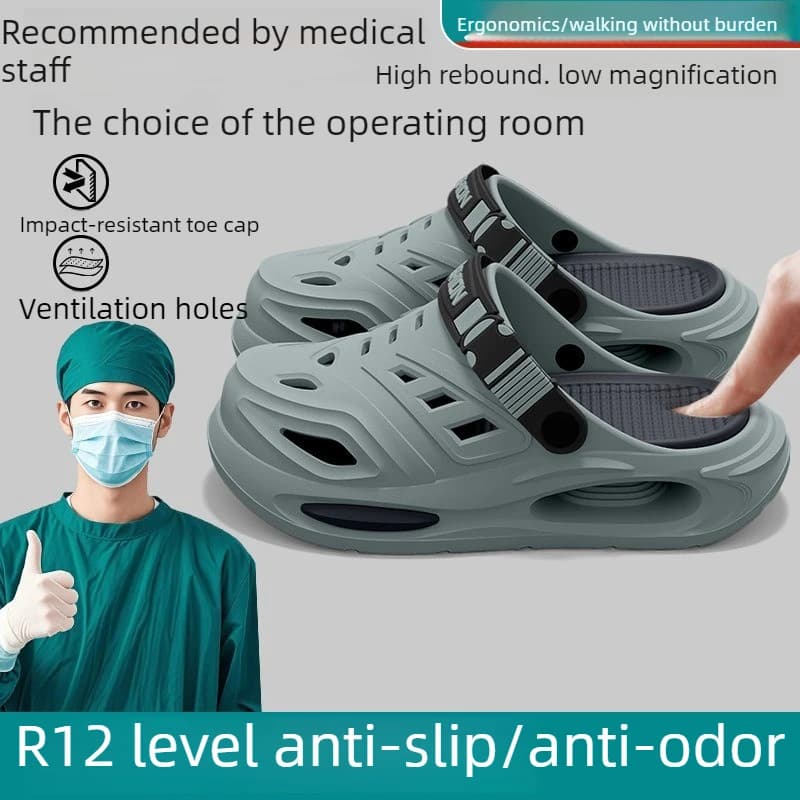 Ciabatte EVA da uomo per sala operatoria, nuovo stile estivo, antiscivolo, con supporto plantare e fondo spesso, da indossare all'esterno
