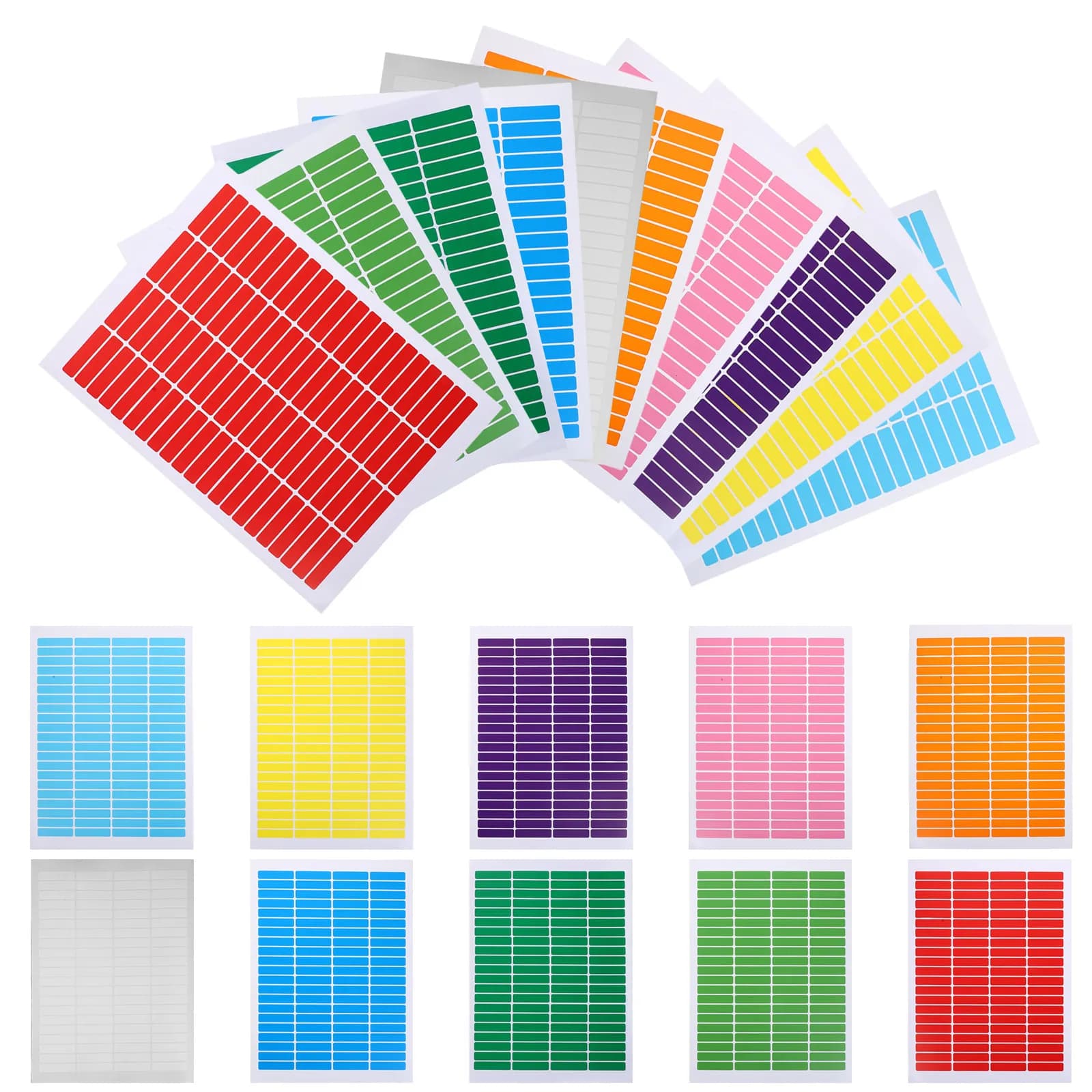 20Sheets Waterproof Label Paper Stickers Rectangular Color Coding Labels for File Folder Address Name Tag Identification Labels