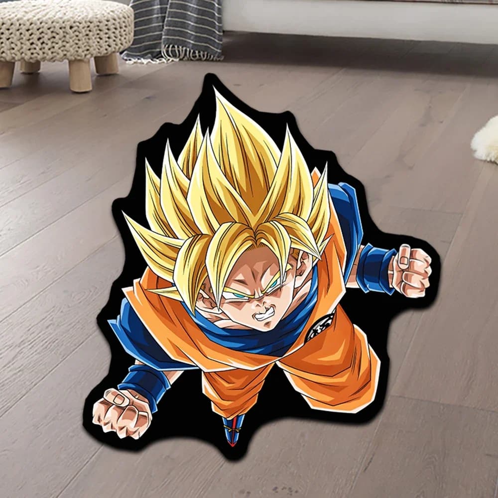 Tappeti con area irregolare Anime Dragon Ball Blue Goku Personalizza Tappeto Illusioni ottiche Tappeto stampato per la decorazione domestica