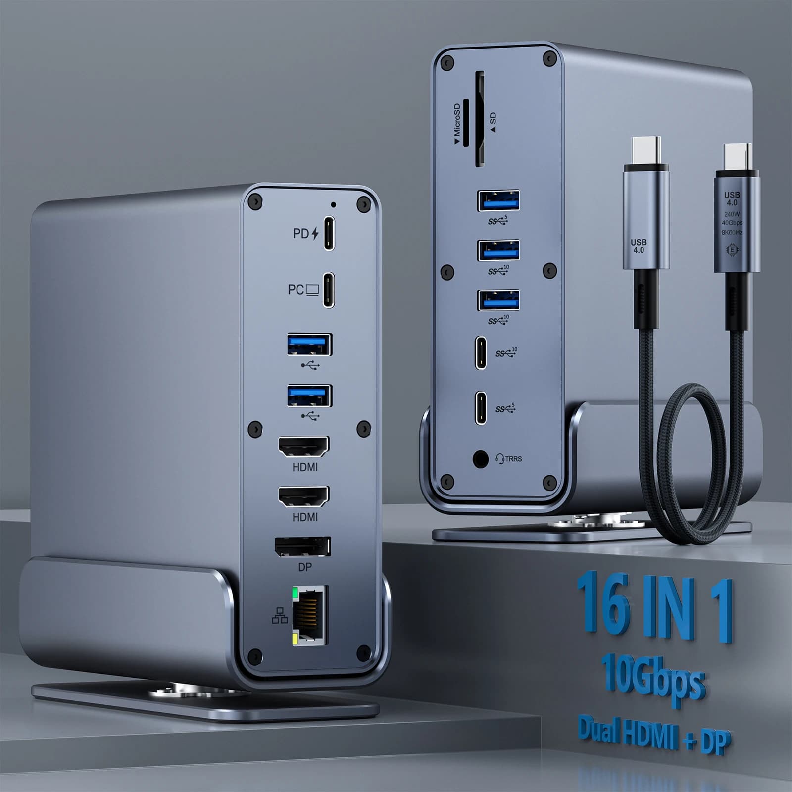 OEM Universal USB C Docking Station Triple Display Dual HDMI + DP for Windows Mac 10Gbps USB C Laptop Docking Station