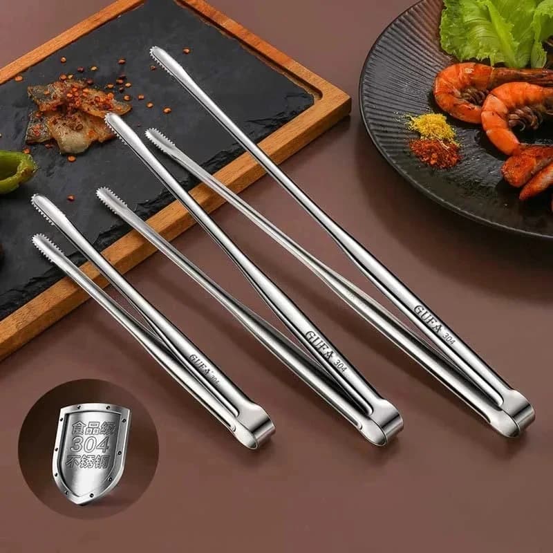 1-3pcs Grill Tongs Bbq Grill Tongs Stainless Steel Long Mini Kitchen Meat Food Charcoal Cooking Korean Camping Barbecue