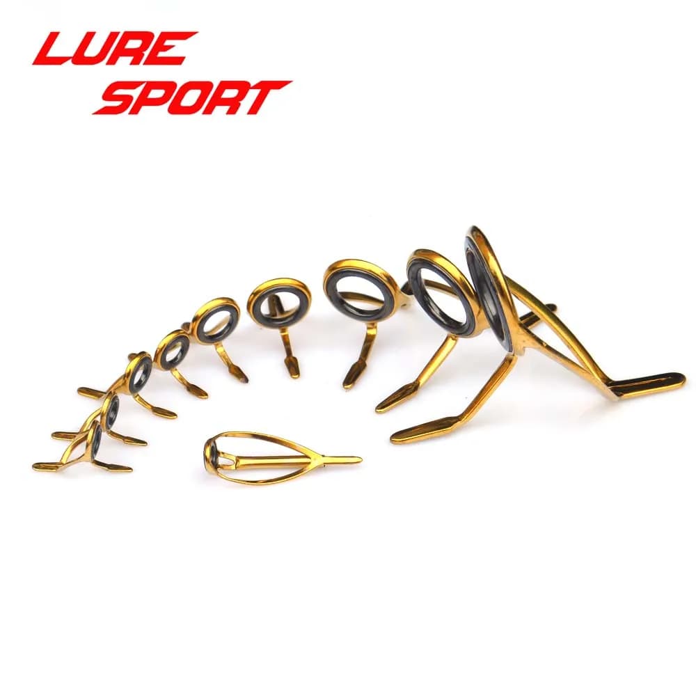 Set di anelli guida Proton 8 9 10 pz con telaio oro e anello nero MN6 Top KW16 KW25 - Componente per costruzione e riparazione canne da pesca, accessorio fai da te