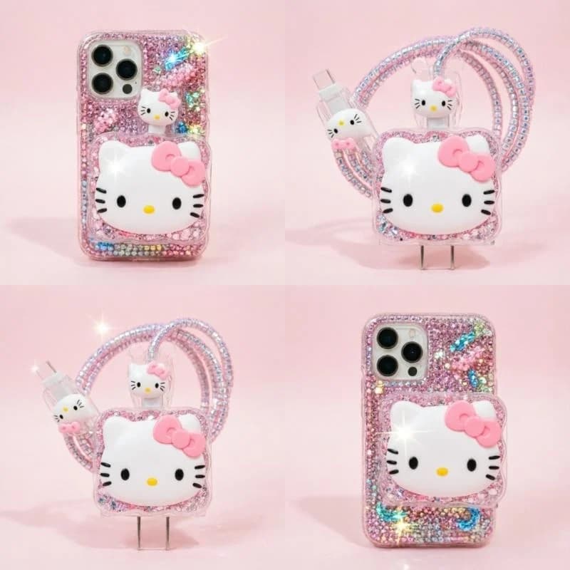 Kawaii Cartoon Cat Data Cable Protective Case 20W Protective Case for Iphone Charger Cartoon Cute PVC Protective Case Accessorie
