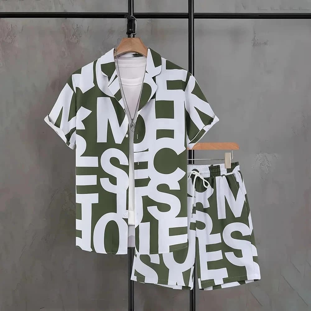 High-end Summer 3D Print Casual Short Sleeve Men's Shirt and Shorts Hawaiian Shirt Set
