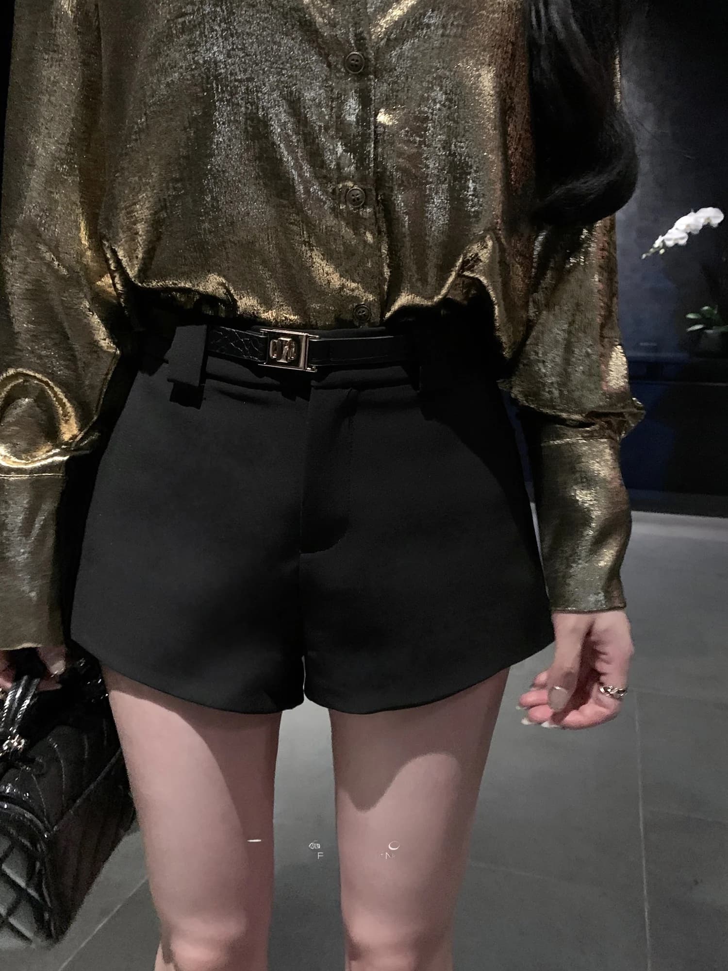 High Waist Shorts with Waist Belt, A-Line Model, Women's, Slender, Fashion, Korean Style, Simple, Polyester Fiber, Casual, For Work
