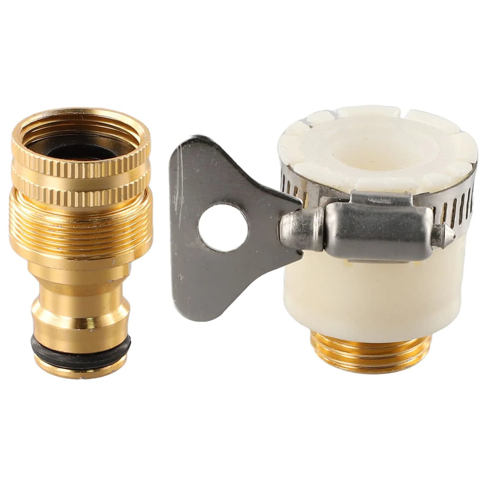Adattatore per rubinetto, connettore per miscelatore, per lavatrici, 15-23mm, raccordo in rame placcato, per tubo da giardino, bianco e oro