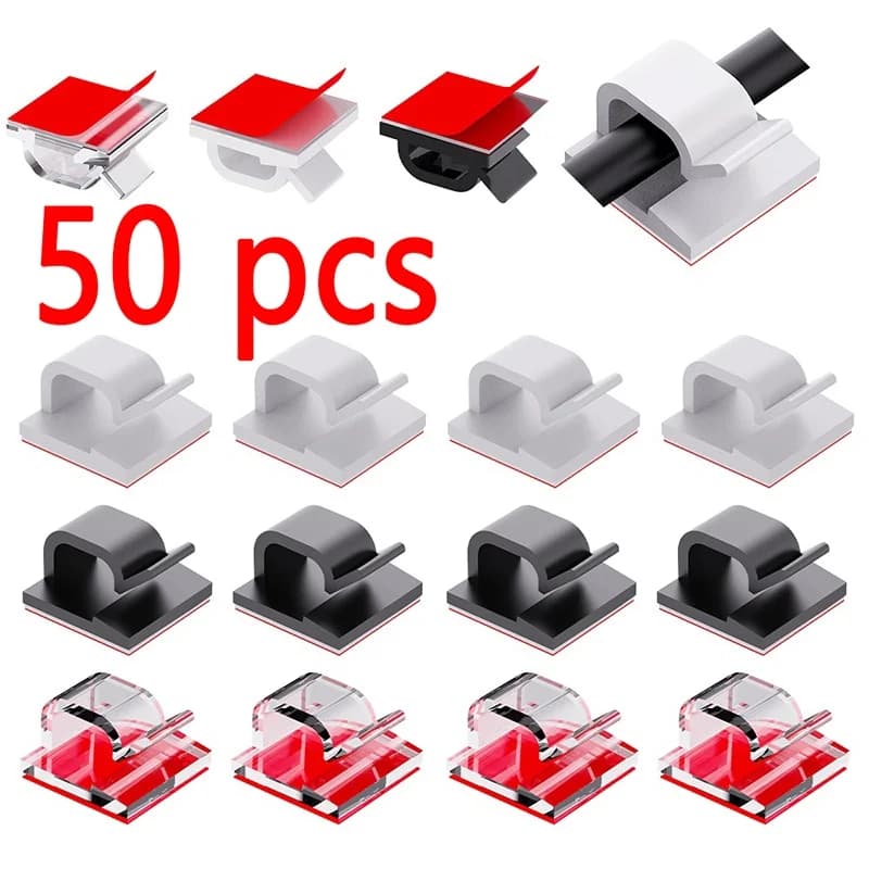 10/20/50PCS Cavo Organizzatore Clip USB Gestione dei cavi Cavo autoadesivo Supporto per cavi Organizzatore Morsetto per tastiera Auricolare Mouse