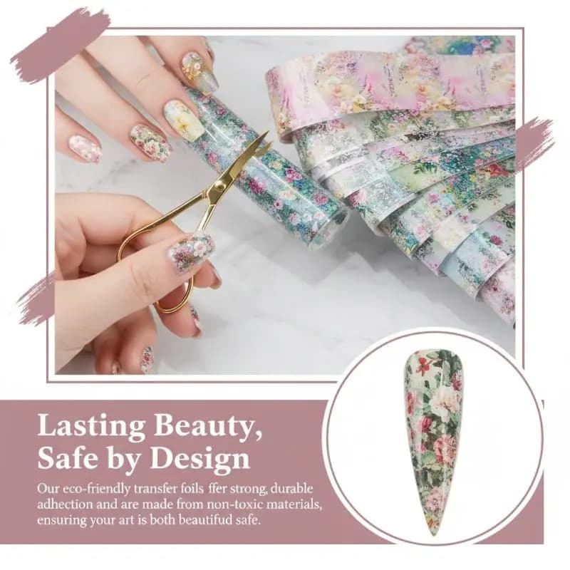 10 Rolls Nail Art Foils Oil Painting Style Flower Rose Design Transfer Paper for DIY Manicure Salon Decoration